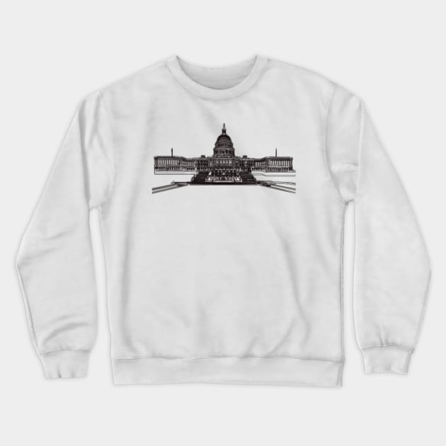 Washington Dc Capitol Building Minimalist Drawing Crewneck Sweatshirt by Raimondi